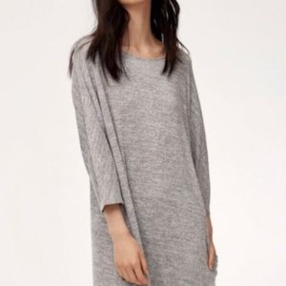 Aritzia Longsleeve Cober Dress, Heather White, Size L - Picture 2 of 3